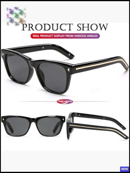 Retro Square Sunglasses Classic Thick Frame UV Protection Unisex Shades main image 5